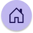 House icon on light purple circle background
